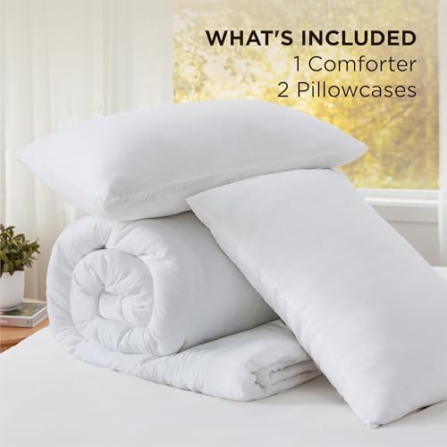 Bedsure King Comforter Set Prewashed Soft Bedding Set 3Pcs White 104"x90" - Image 6