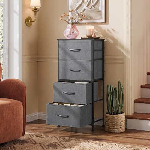 WLIVE Small Dresser Nightstand for Bedroom, 4 Drawers, Dark Grey - Image 5
