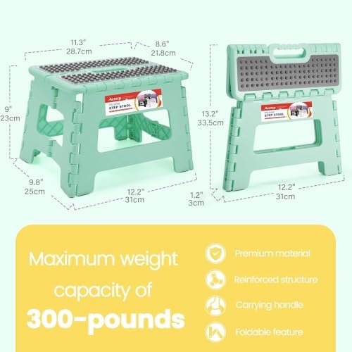 9 Inch Folding Step Stool 300 LB Capacity Non Slip Foot Stool - Image 4