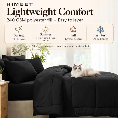 HIMEET Queen Comforter Set Black, 7 Pieces Bed in a Bag - Image 6