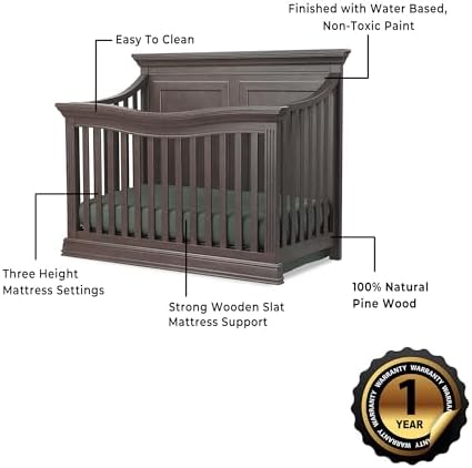 Sorelle Providence Flat Top 4-in-1 Convertible Crib – Toddler & Full-Size Bed - Image 6