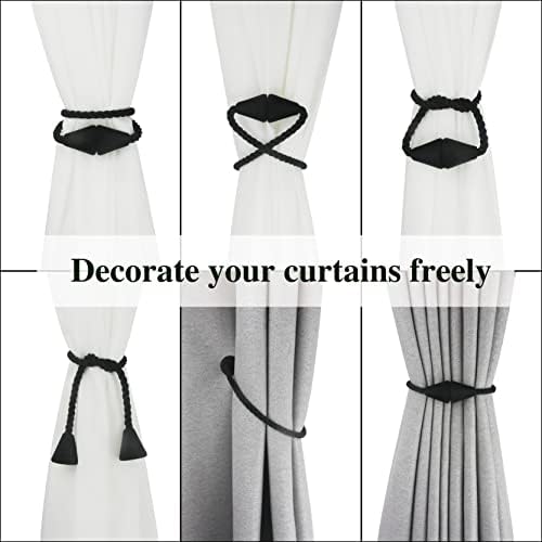 2 Pack Magnetic Curtain Tiebacks Rope Modern Handmade Curtain Tie Backs - Image 5
