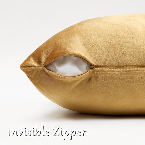GIGIZAZA Golden Velvet Pillow Covers 12x20 Decorative Pillows Pack of 2 - Image 4