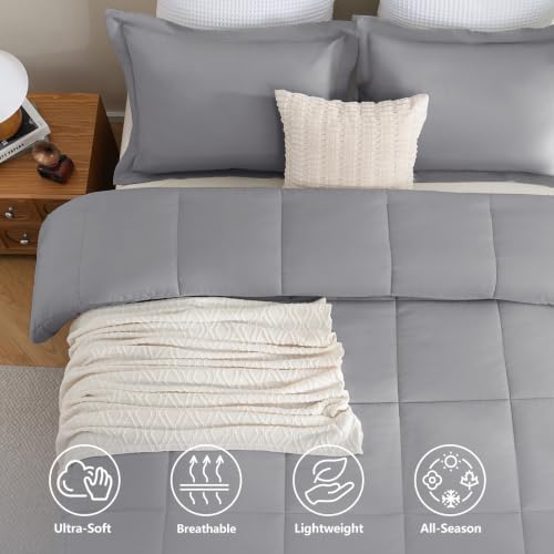 CozyLux Queen Size Comforter Set, 3-Piece Box-Stitched - Image 2