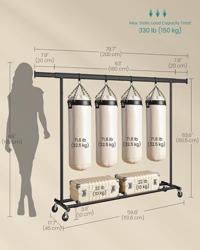 SONGMICS Clothes Rack with Wheels, Heavy-Duty, 330 lb Load Capacity - Image 5