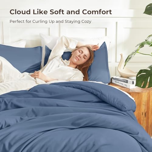 Litanika Ocean Blue Comforter Full Size, 3 Pieces Lightweight Solid Bed Set - Image 2