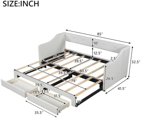 Twin XL to King Size Upholstered Daybed - Image 2