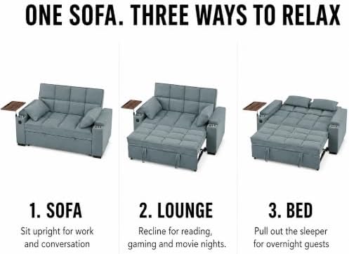 65" Sleeper Sofa Bed, 3-in-1 Convertible Pull-Out Loveseat - Image 7