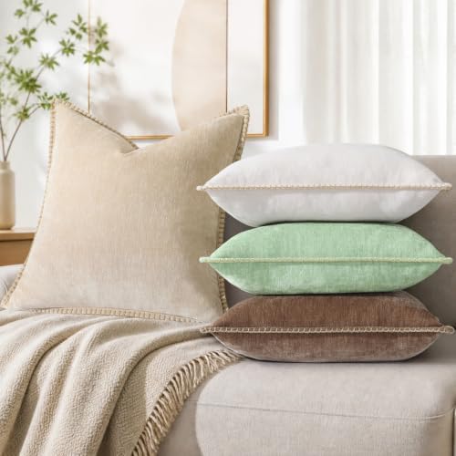Pallene Chenille Soft Green Throw Pillow Cover 26x26 Set of 2 - Image 6