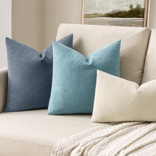 MIULEE Smoke Blue Chenille Couch Lumbar Throw Pillow Covers - Image 2