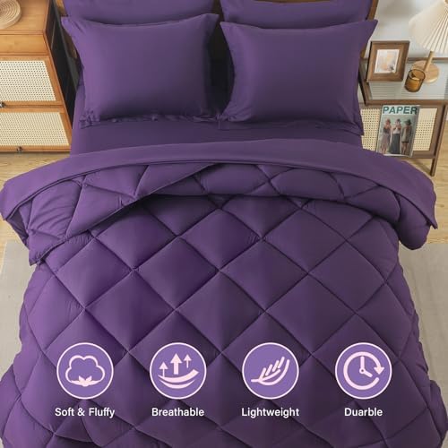 7pcs Solid Comforter Set King Down Alternative Bedding Sets - Image 2
