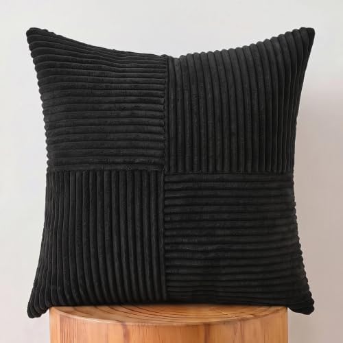 Fancy Homi Set of 1 Black Square Decorative Throw Pillow Covers 14x14 Inch by Fancy+Homi