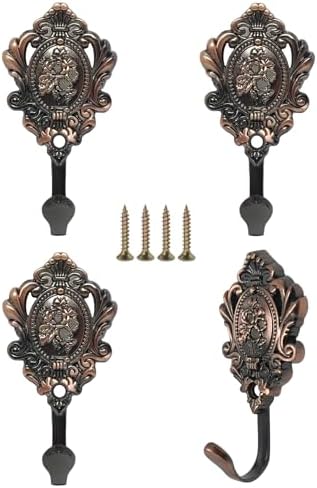 4Pcs Elegant Gold Curtain Tiebacks, Maijdoany Vintage Rose Wall Mounted Hook by Unknown
