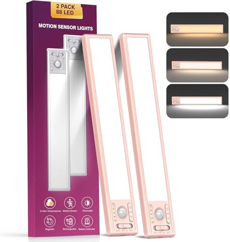 10.5 Inch 2 Pack Under Cabinet Lighting, 3 Color Temps Rechargeable Motion by Unknown