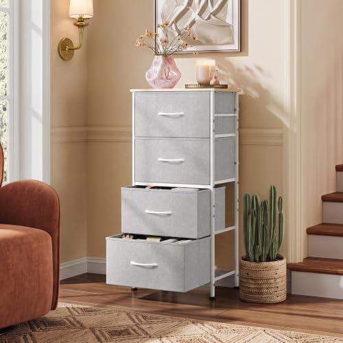 WLIVE Small Dresser Nightstand for Bedroom, 4 Drawers, Light Grey - Image 4