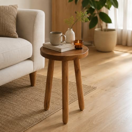 Teak Wood Plant Stand, Wood Accent Table - Image 2