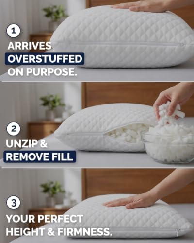 Adjustable Cooling Pillow Standard Size, Arrives Full, Customizable Fill - Image 2