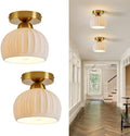 Vintage Gold Semi Flush Mount Hallway Ceiling Light 2 Pack 7.1″ Ceramic by WelcometoLuafaclighthouse