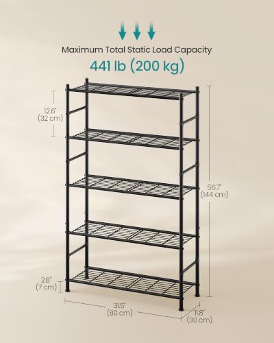 SONGMICS 5-Tier Storage Shelves, Adjustable Metal Wire Shelving Unit - Image 2