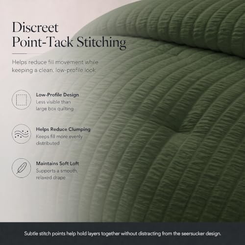 CozyLux Full Comforter Sets, 7 Pieces Olive Green Seersucker Bed in a Bag - Image 4