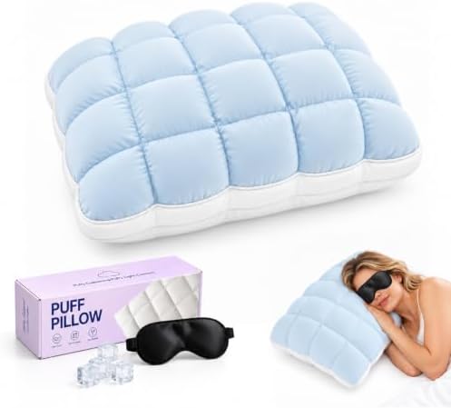Puff Sleep Pillow with Cooling Cover, Soft Fluffy Bed Pillow by SXIOQI