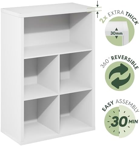 Furinno Cubicle Book Shelf, 5-Cube Bookshelf, Extra Thick Frame Cube Storage - Image 6