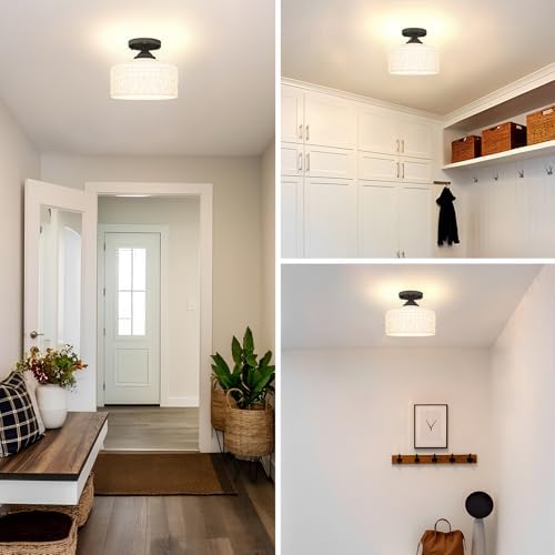 Artistic Black Handcrafted Semi Flush Mount Ceiling Light - Image 4