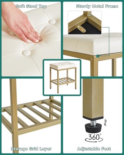 IBUYKE Rectangular Makeup Stool, PU Seat Vanity Chair - Image 6