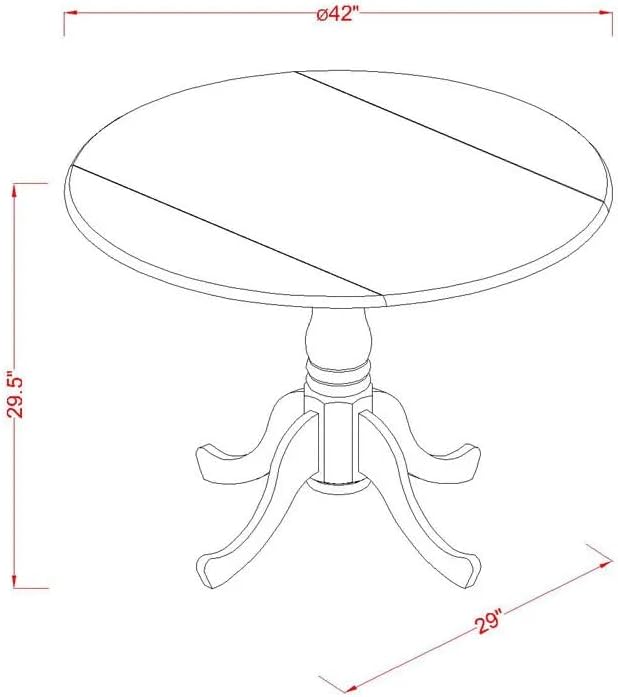 East West Furniture DLSI3-AWA-04 3 Piece Dining Set Contains a Round Kitchen Table with Dropleaf and 2 Upholstered Parson Chairs, 42x42 Inch, Antique Walnut