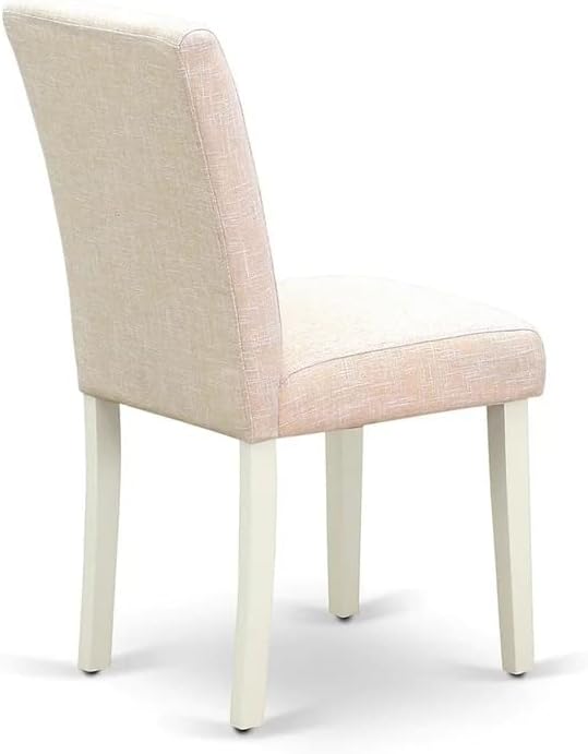 East West Furniture VAAB9-LWH-02 9 Piece Dining Room Set Includes an Oval Wooden Table with Butterfly Leaf and 8 Light Beige Linen Fabric Parson Dining Chairs, 40x76 Inch, Linen White