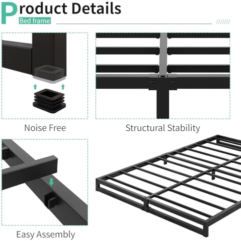Lutown-Teen 6 Inch California King Bed Frames No Box Spring Needed Heavy Duty - Image 3