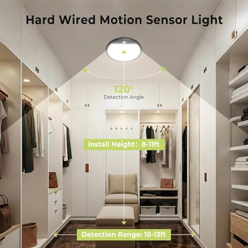 Motion Sensor Ceiling Light Wired, 3000K/4000K/6500K LED Flush Mount Ceiling - Image 4