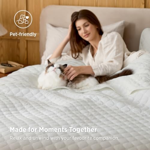 Bedsure Quilts Queen Size, Classic Honeycomb Quilting Comforter Set White - Image 5