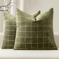 MIULEE Christmas Olive Green Plaid Decorative Throw Pillow Covers by MIULEE