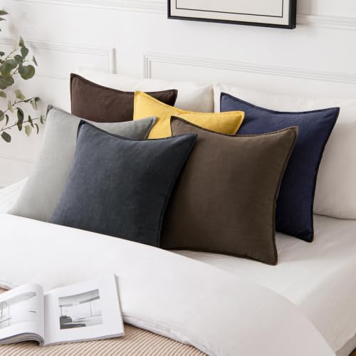 MIULEE Decorative Linen Lumbar Pillow Covers 12x20 Inch Dark Coffee - Image 6