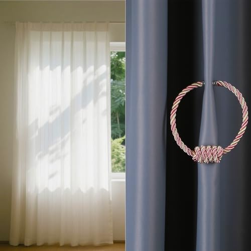 Magnetic Curtain Tiebacks-Handmade Woven Tie-Backs, Mix Pink - Image 4