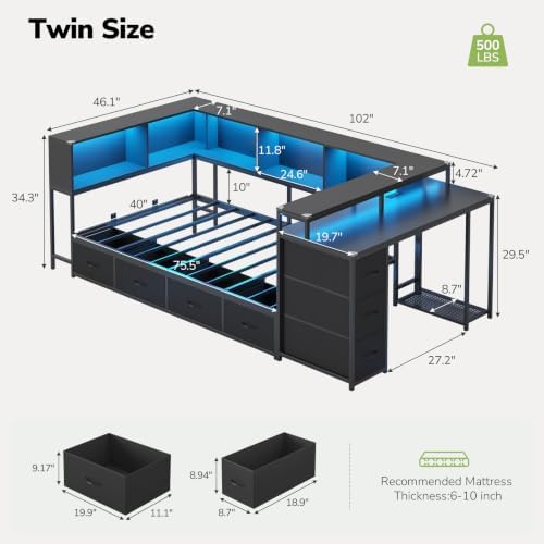 Hasuit Twin Corner Bed Frame - Image 2