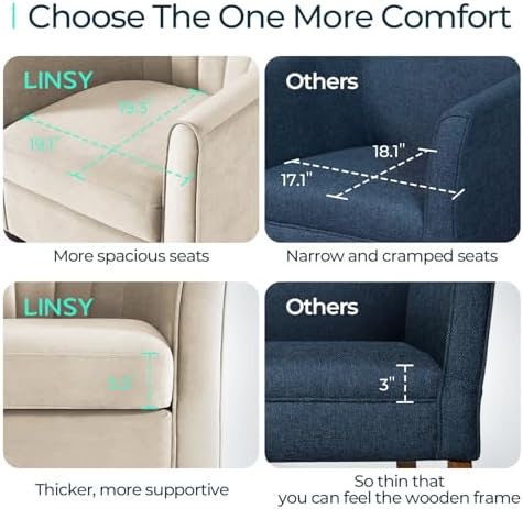 LINSY Accent Chair with Ottoman, Modern Barrel Chair Small Armchair Reading - Image 5