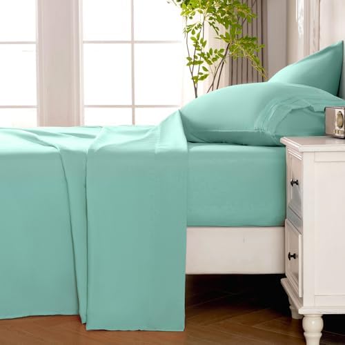 ROSE&RISY Light Green Full Sheet Set, 4 Pieces Soft Bedding Sheet Set, - Image 3