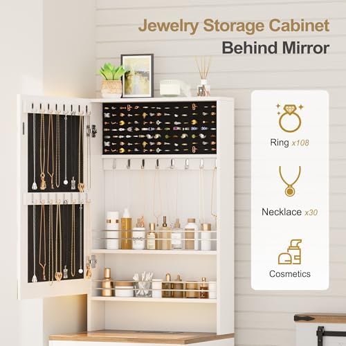 Lvifur 3-in-1 Vanity Desk with Mirror and Lights & Storage Stool - Image 7