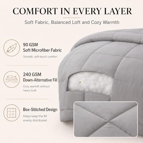 CozyLux Queen Comforter Set French Grey - Image 3