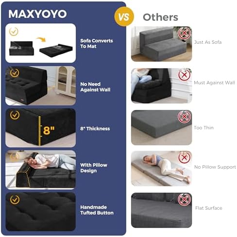 MAXYOYO Folding Sofa Bed, 8-Inch Fold-Out Chair Bed - Image 6