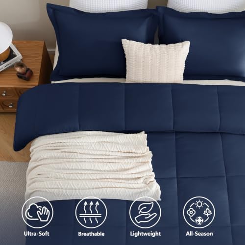 CozyLux Full Size Comforter Sets, 3-Piece Box-Stitched - Image 2