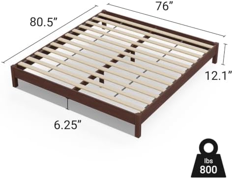 King Bed Frame Signature Solid Pine Wood Platform, Noise Free, Under Bed Storage - Image 2