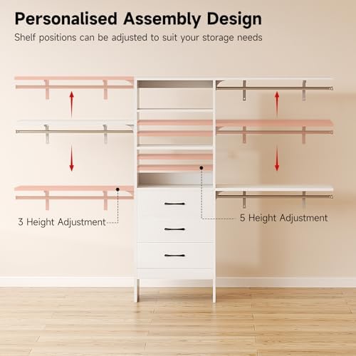 8FT Closet System, Wall Mount Bedroom Wardrobe - Image 6