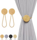 Boho Magnetic Curtain Tiebacks 2 Pack Gold – No Drill Wall-Mounted Holdbacks by YGNNIU