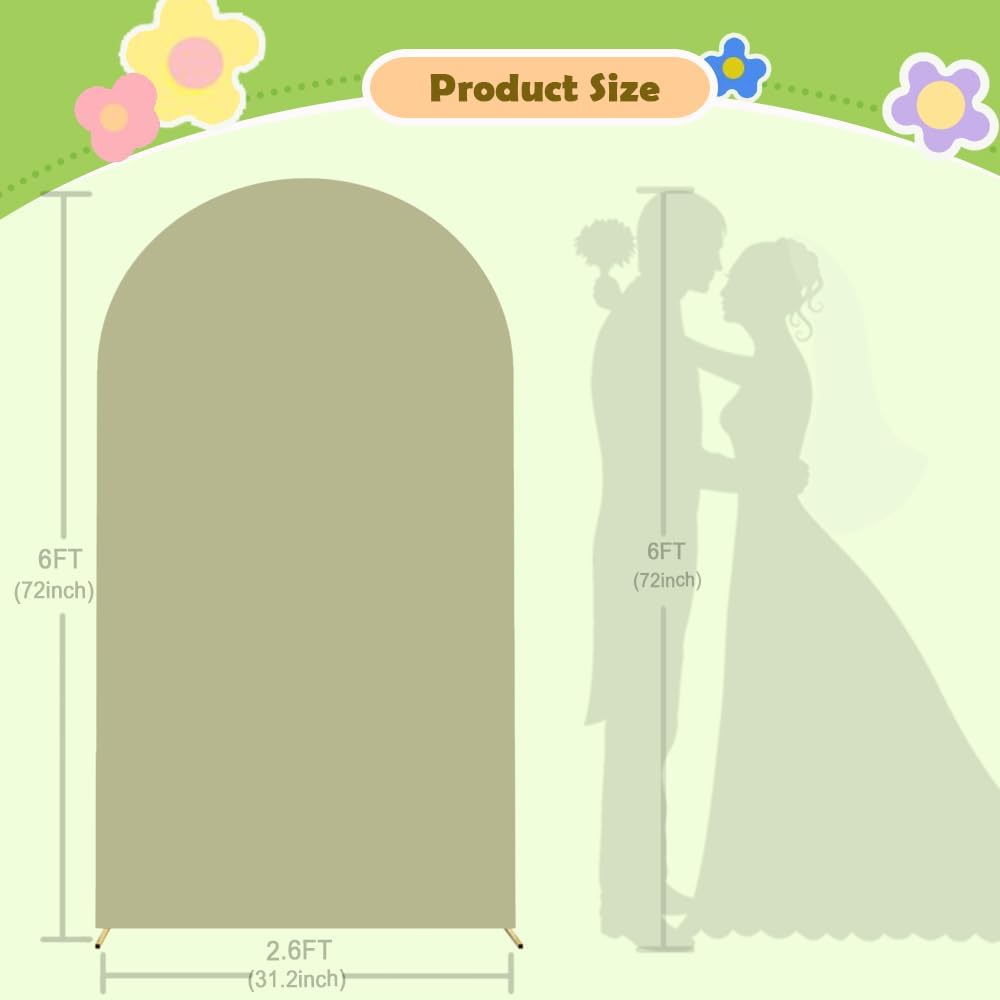 Sage Arch Cover Green Wedding Arch Stand Covers 6FT Arched Backdrop Cover Spandex Arch Covers Stretchy Backdrop for Arch Wall Panels Chiara Back Drop Cover Baby Shower Party Decorations