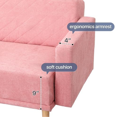 75 Inch Convertible Couch Sofa Bed, Reclining Futon Sleeper - Image 6