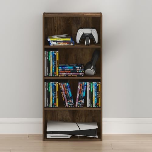 Furinno Basic DVD Shelf, 4-Tier CD Rack, Media Shelf, Amber Pine - Image 7