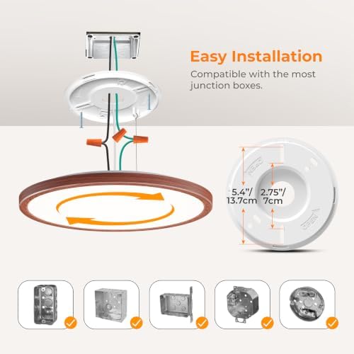 BLNAN 15.4 Inch LED Flush Mount Ceiling Light, 3000K-5000K 3 Color Selectable - Image 6